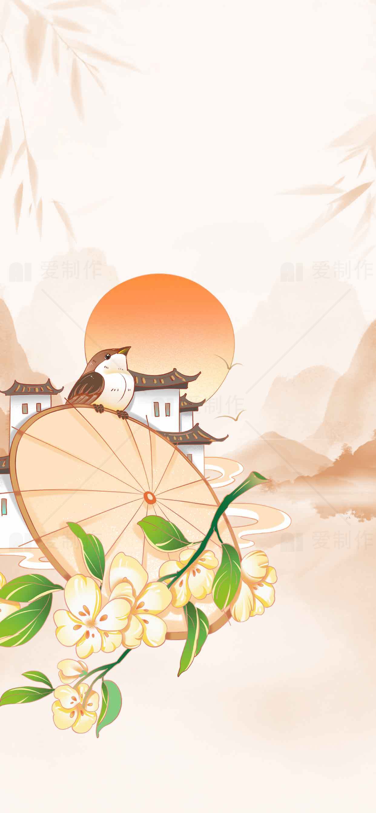 中国风水墨画唯美背景图片素材