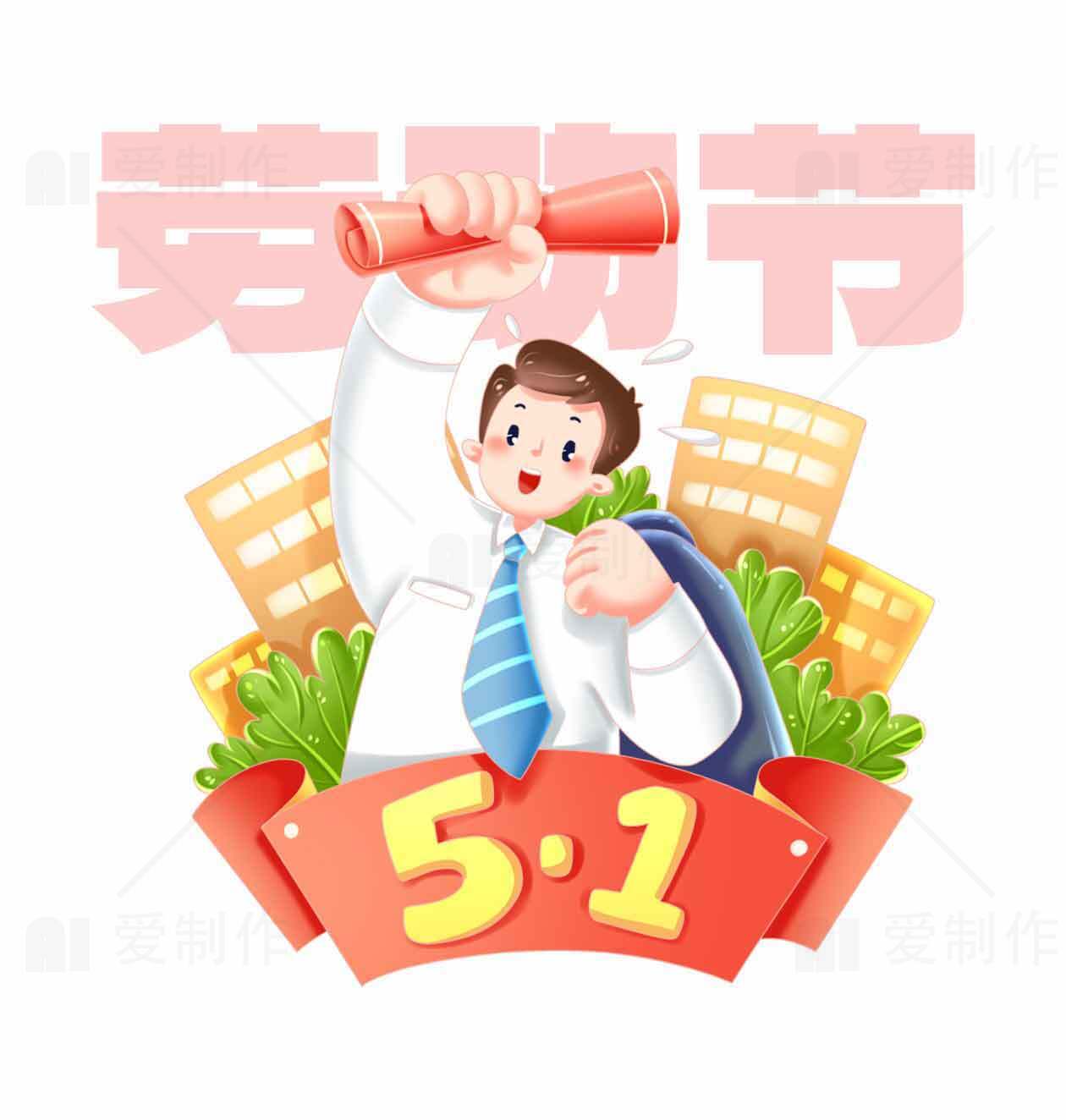 五一劳动节庆祝插画设计素材