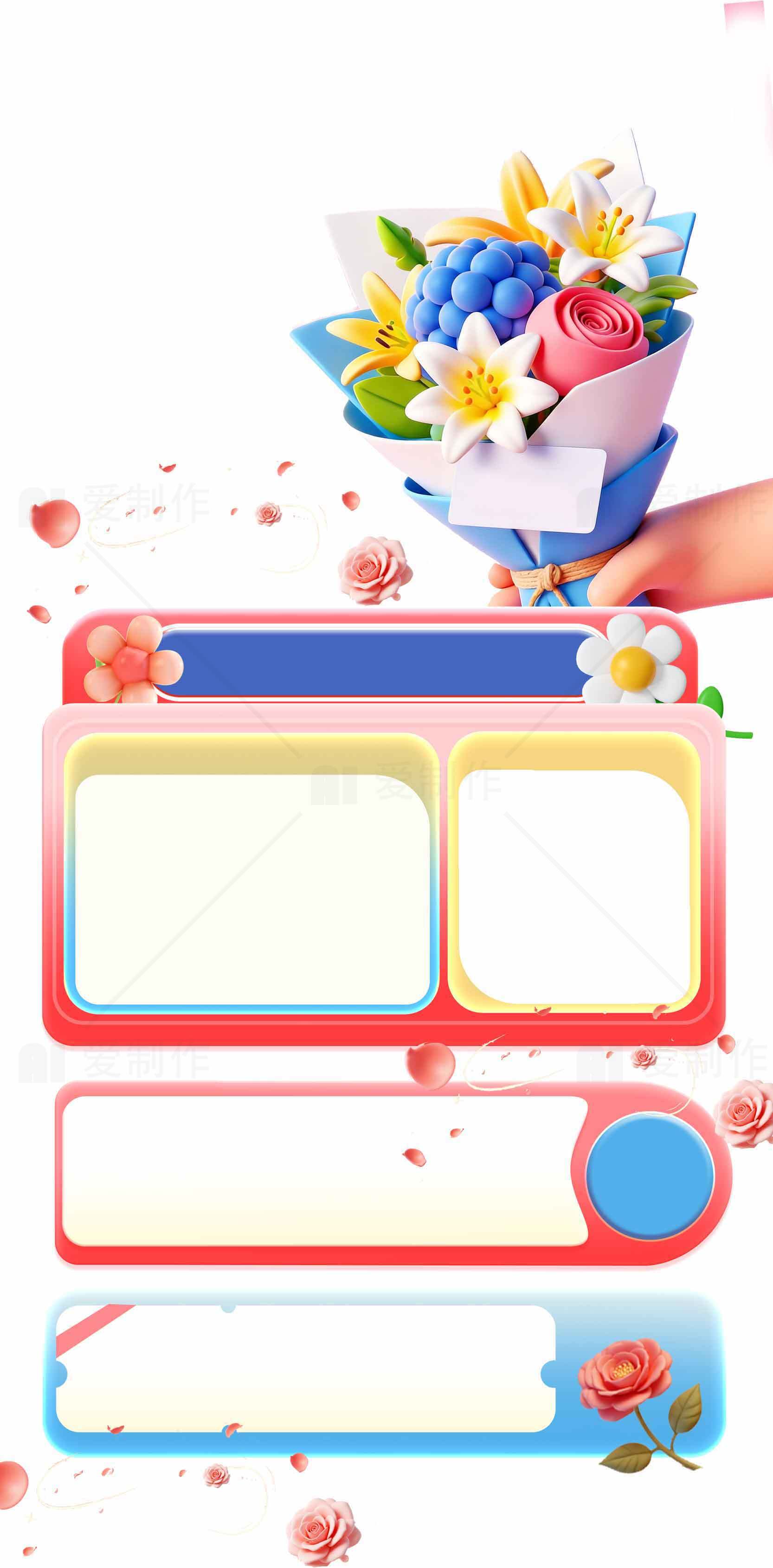 创意花束设计与卡片模板图片素材