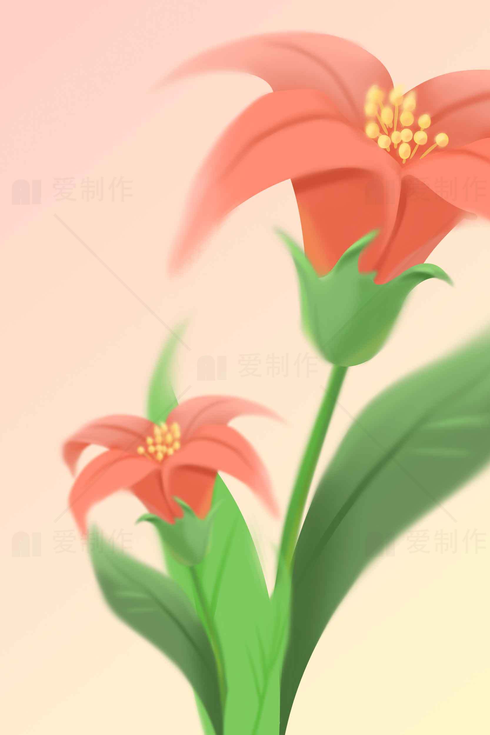 红色花朵插画背景图片素材