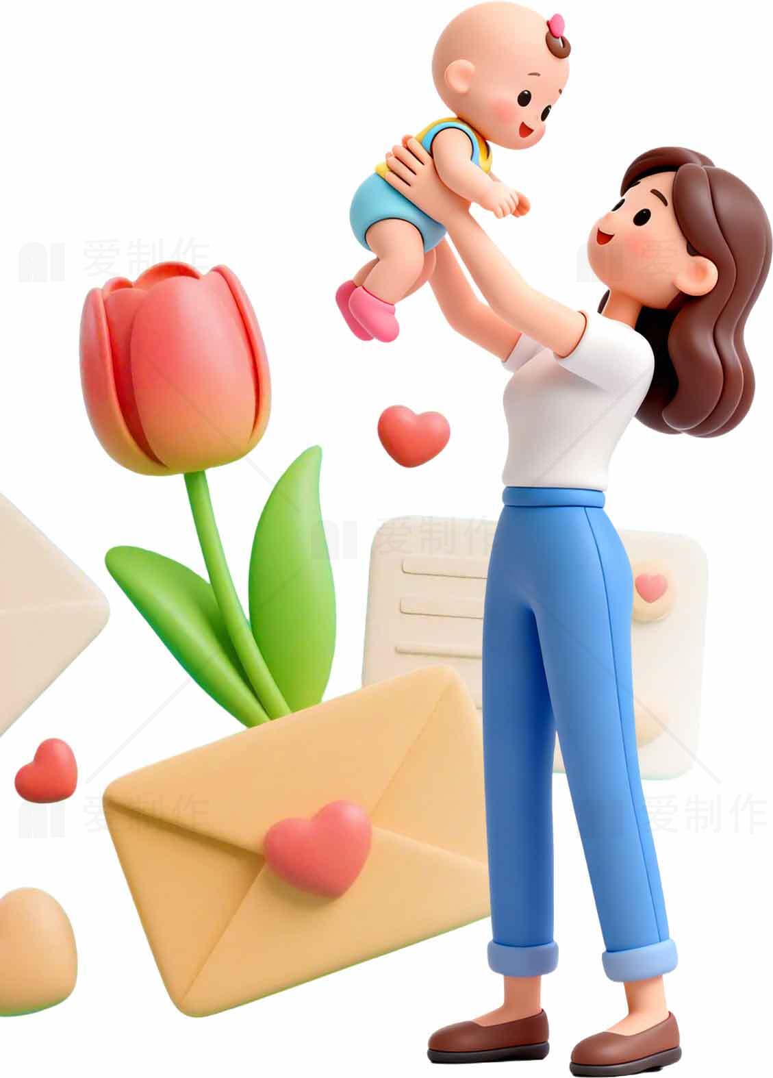 母爱与温馨场景插画设计素材