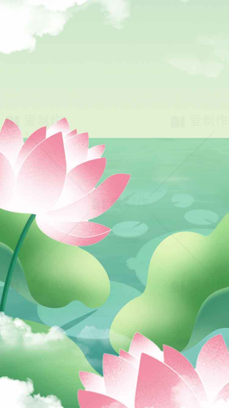 清新唯美荷花背景图片素材