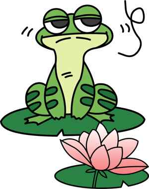 卡通青蛙与荷花插画图片