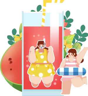 夏季清爽西瓜饮品插画设计