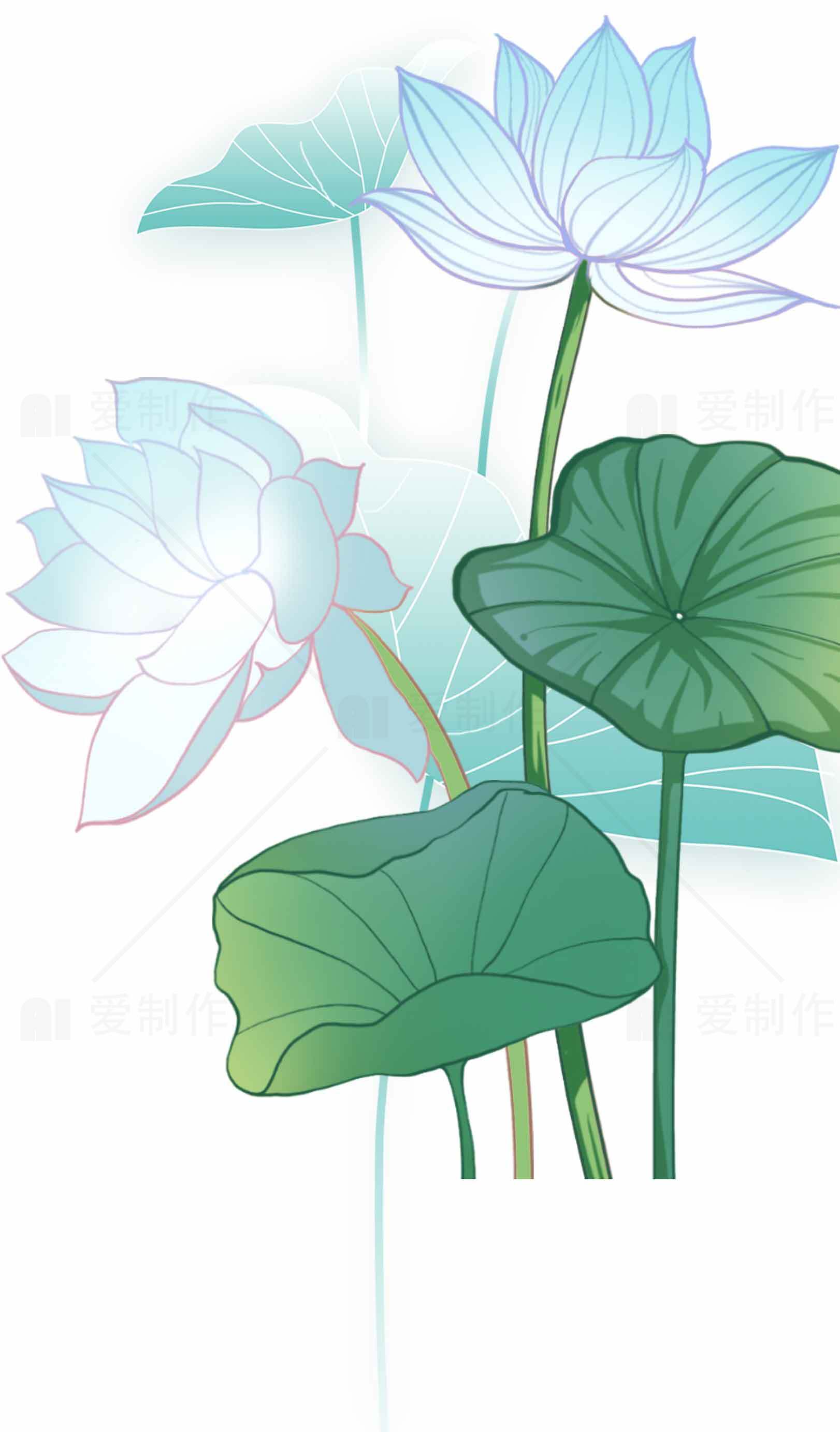 荷花主题清新风格插画设计图片素材