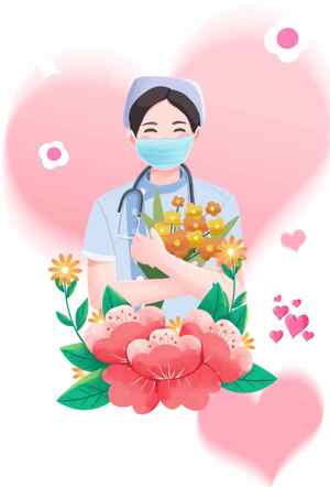 护士节感恩插画设计：温馨花卉与医护主题