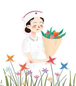 护士节插画：温馨花束与护士形象设计