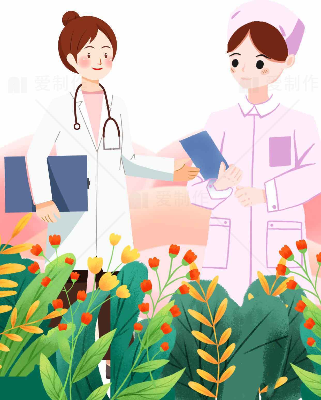 医护人员交流场景插画素材