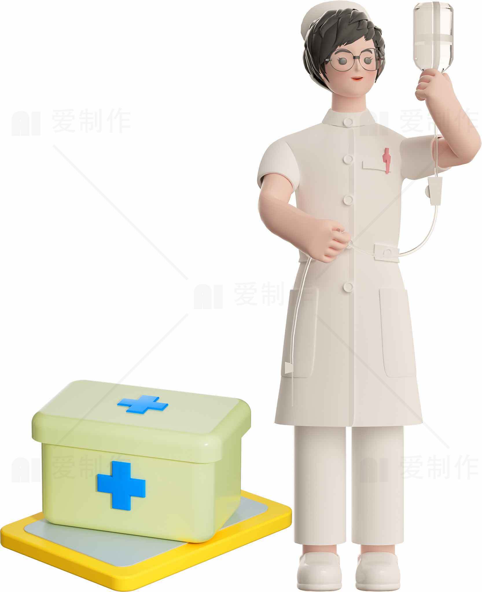 护士与医疗急救箱插画图片素材