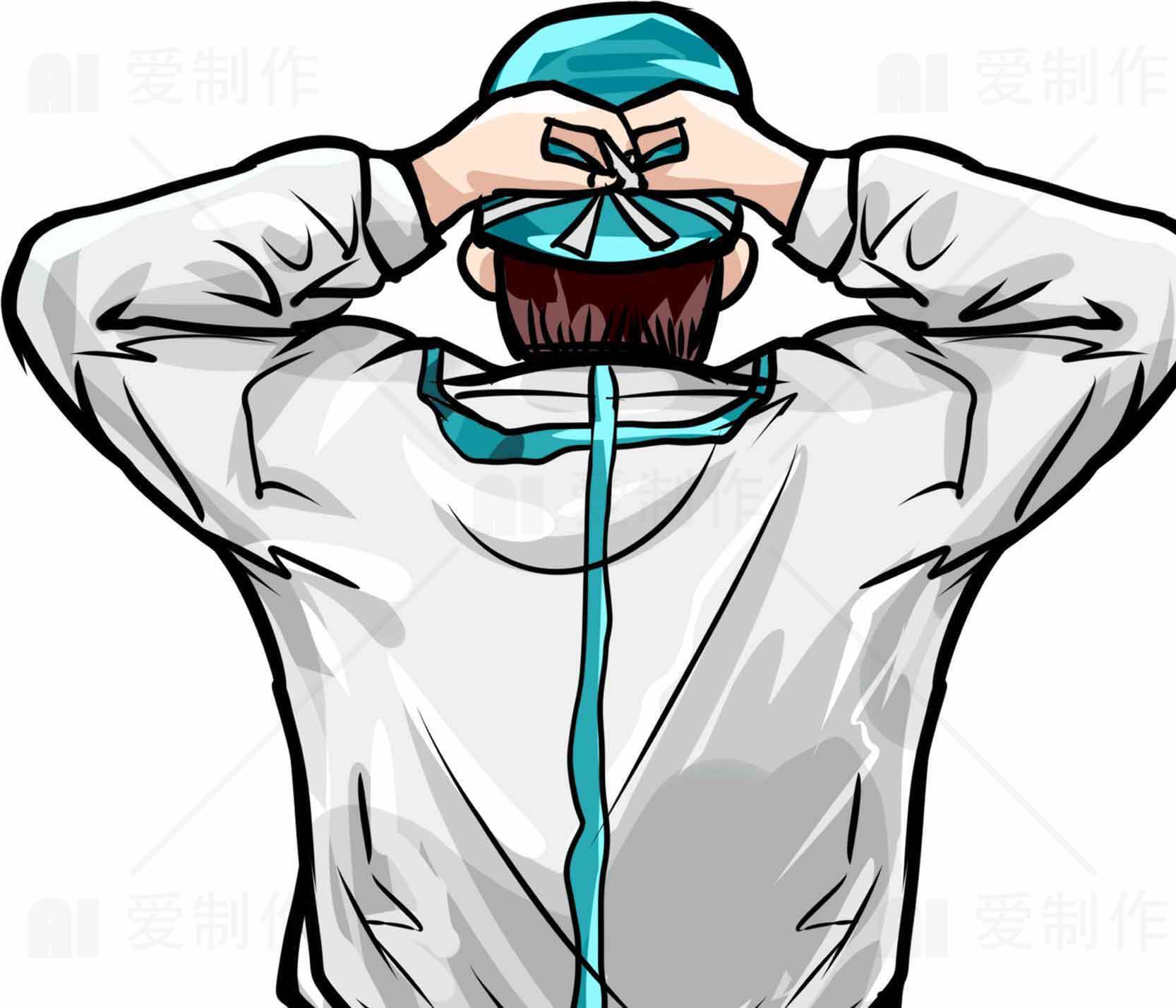 医护人员准备手术插画素材