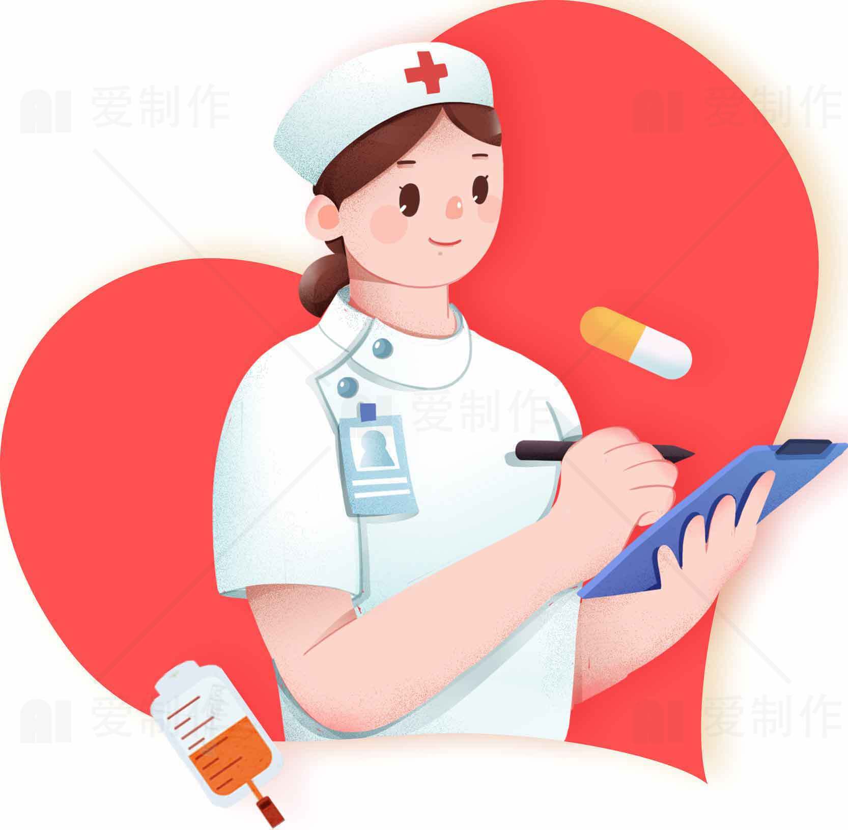 护士关怀与健康医疗主题插画素材