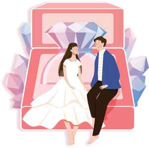 浪漫婚礼钻石戒指插画设计