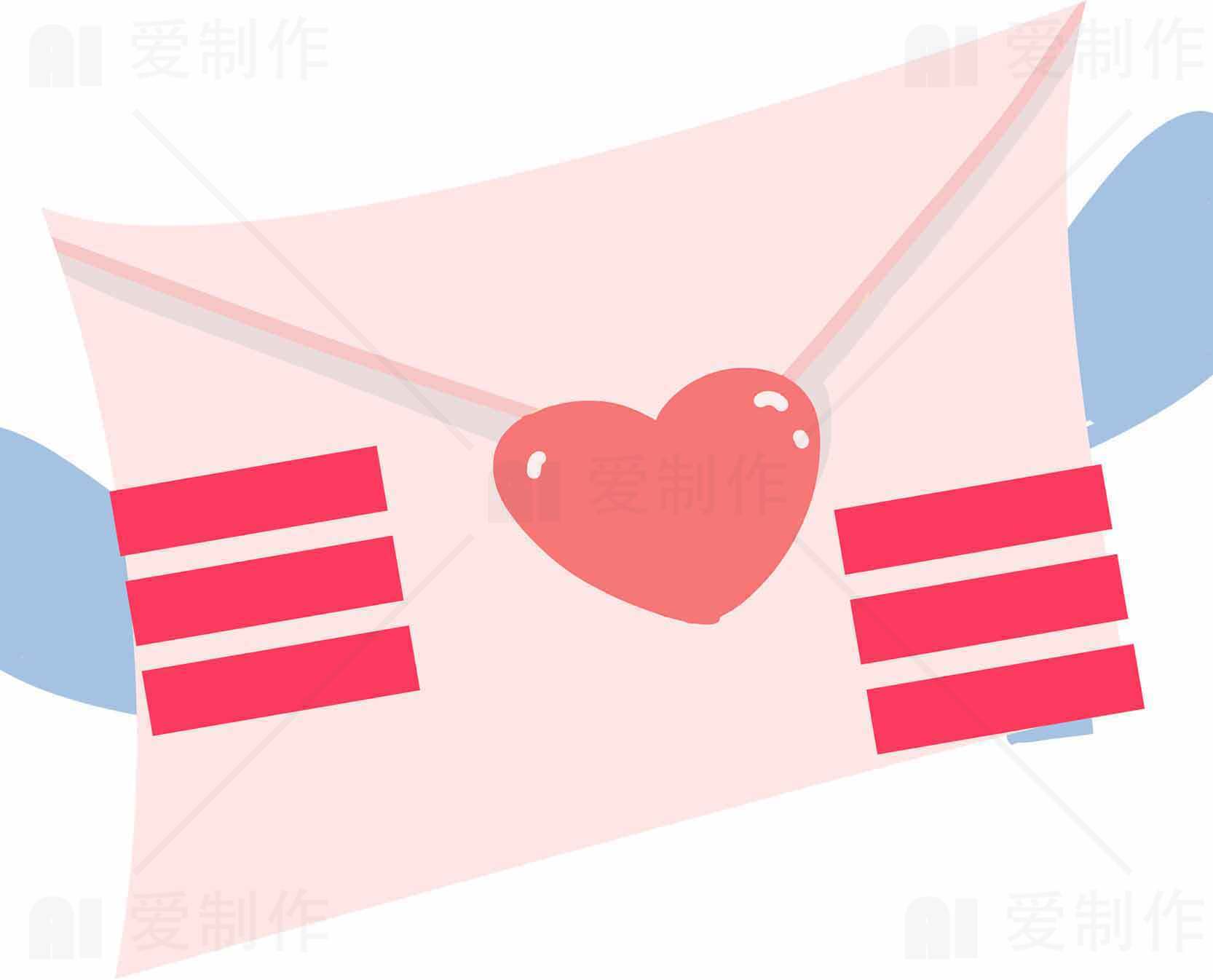 浪漫爱心信封插画图片素材